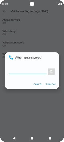 Key in +61414121121 and press TURN ON.