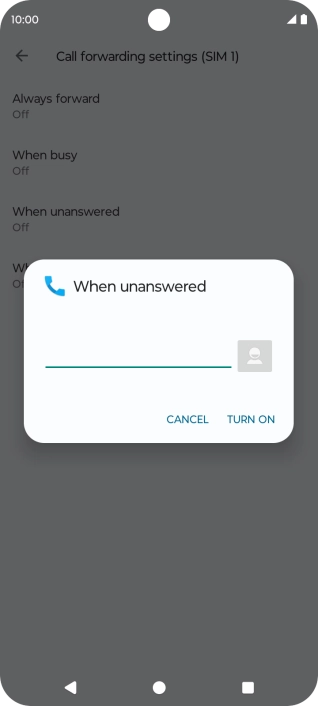 Key in +61414121121 and press TURN ON.