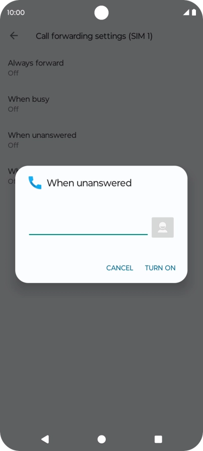 Key in +61414121121 and press TURN ON.