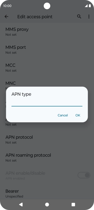 Key in default and press OK.