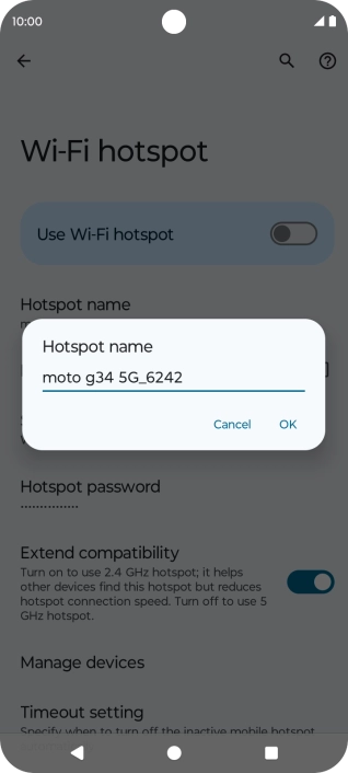 Key in the required Wi-Fi hotspot name and press OK.