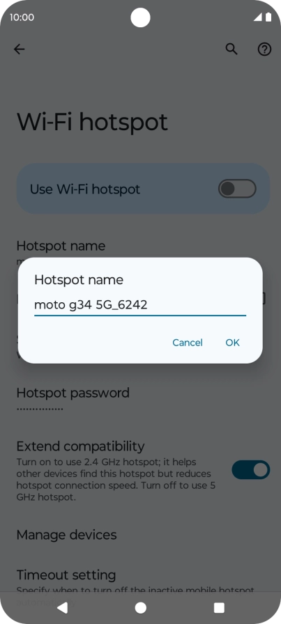 Key in the required Wi-Fi hotspot name and press OK.