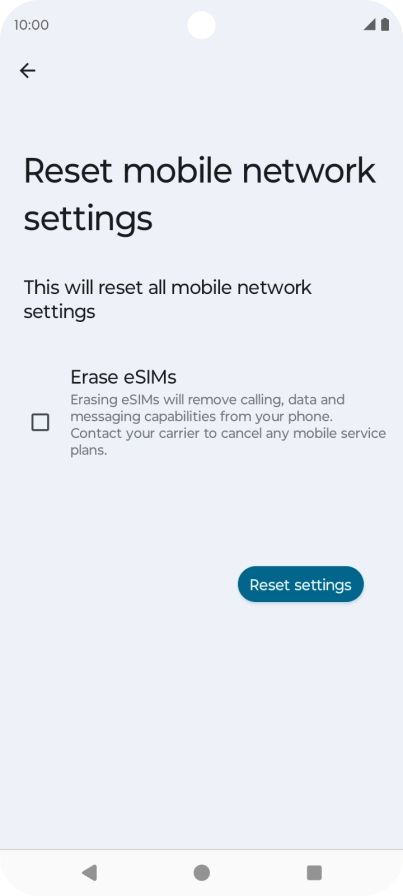 Press Reset settings.