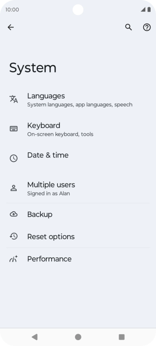 Press Reset options.