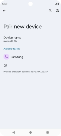 Press the required Bluetooth device and follow the instructions on the screen to pair the device with your phone.