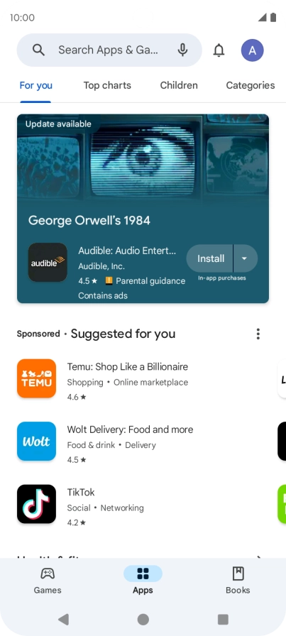 Press the search field.