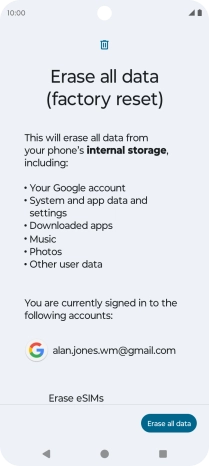 Press Erase all data.