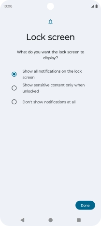 Press the required setting.