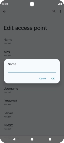 Key in Vodafone Internet and press OK.