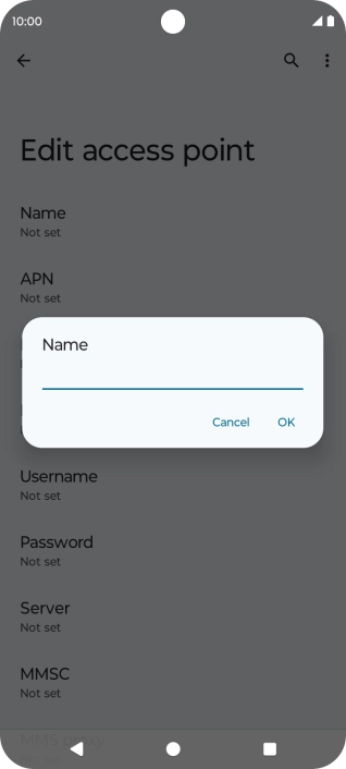 Key in Vodafone Internet and press OK.
