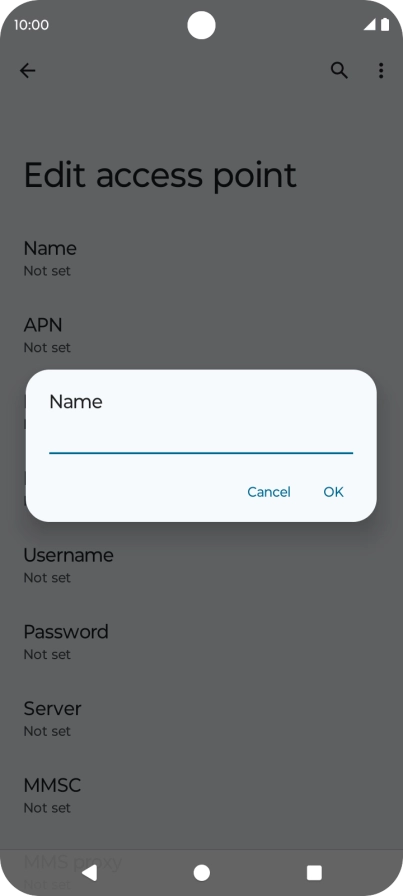 Key in Vodafone Internet and press OK.