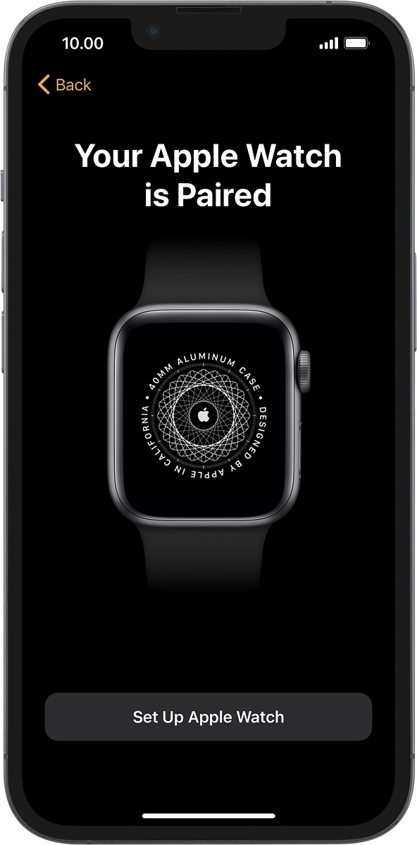 On your phone: Press Set Up Apple Watch.