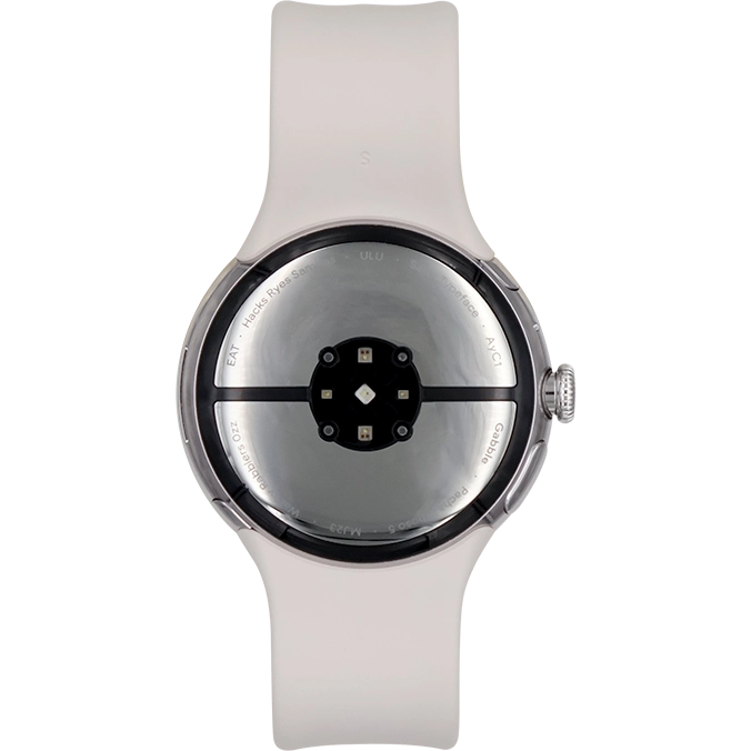 Place the back of your smartwatch on the magnetic charger with the charging cable positioned on the same side as the keys on your smartwatch so that the charger clicks into place.