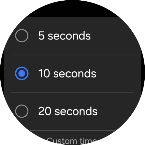 Press the required setting to choose how long the countdown should be before your smartwatch calls the emergency dispatch centre when a hard fall is detected.