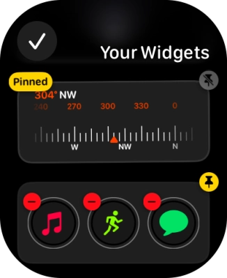 Press the unpin widget icon on the required widget to unpin it from the top of the stack.