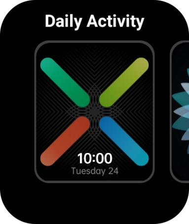 Slide your finger left to see different watch faces.
