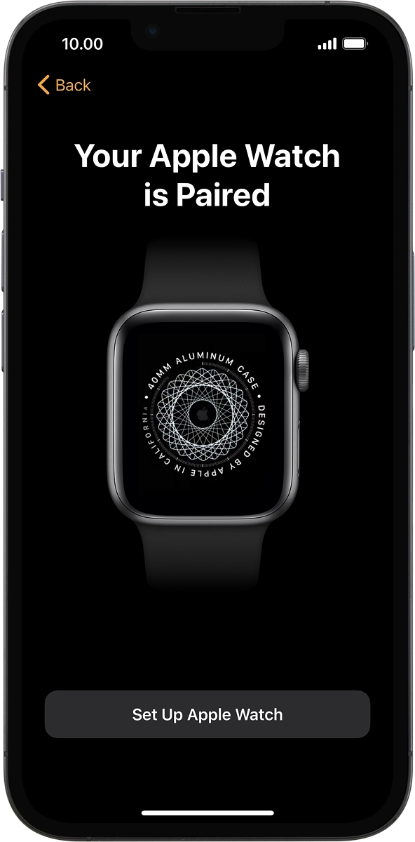 On your phone: Press Set Up Apple Watch.