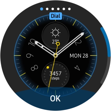 Turn the Rotating bezel right or left to change between the different designs.