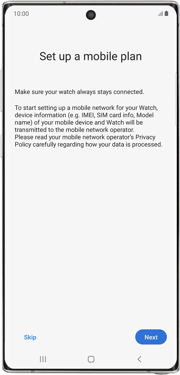 On your phone: To set up mobile data on your smartwatch, follow the instructions on the screen to finish setting up your smartwatch.