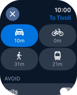 Press the required transport type.