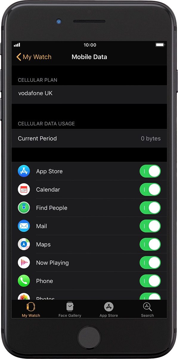 On your phone: When this screen is displayed, mobile data has been set up on your Apple Watch.