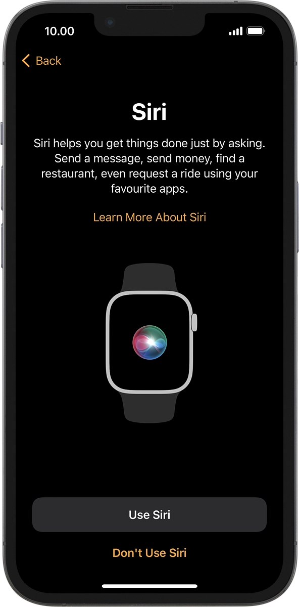 On your phone: Press the required setting to turn the function on or off. If you turn on the function, you need to follow the instructions on the screen to set up Siri.