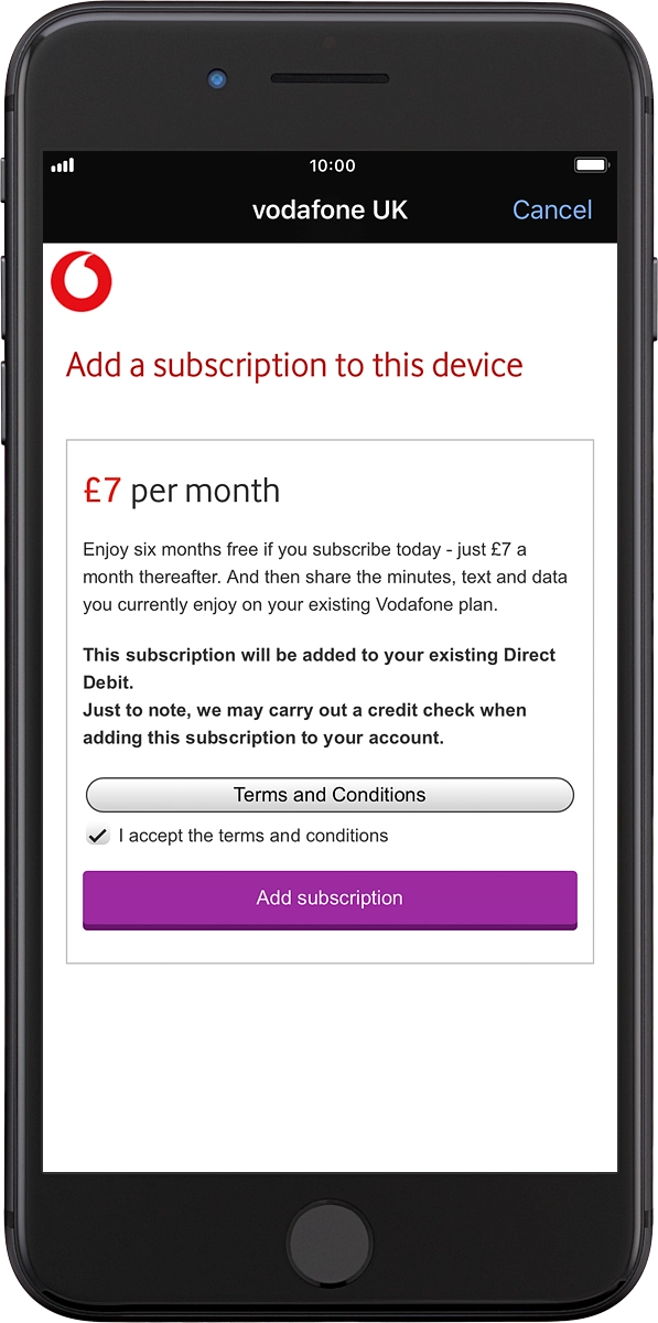 On your phone: Press Add subscription and wait a moment until your order is confirmed.