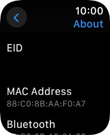Your Apple Watch EID number is displayed below EID.