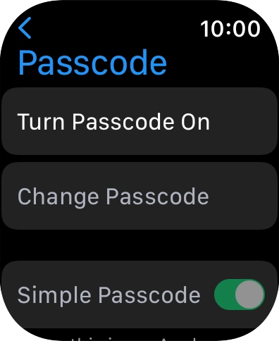 Press Turn Passcode On and key in a lock code of your own choice twice.