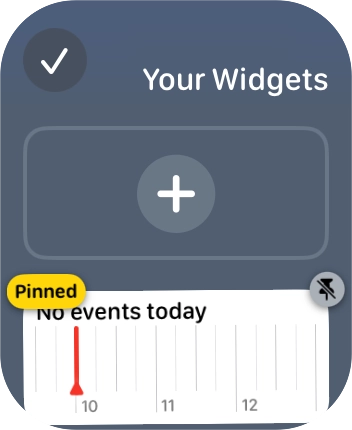 Press the pin widget icon on the required widget to pin it to the top of the stack.