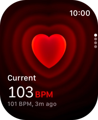 Your current heart rate is displayed below Current.