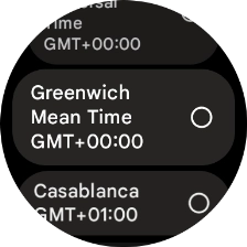 Press the required time zone. Press the required time zone.