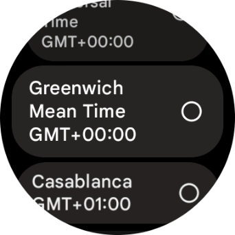Press the required time zone. Press the required time zone.