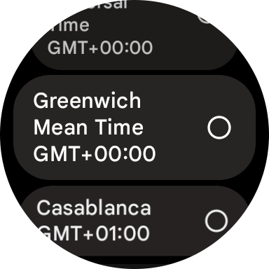 Press the required time zone. Press the required time zone.