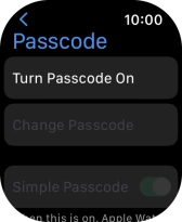 Press Turn Passcode On and key in a lock code of your own choice twice.