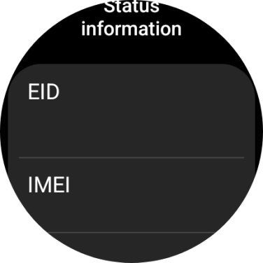 Your smartwatch's EID number is displayed below EID.
