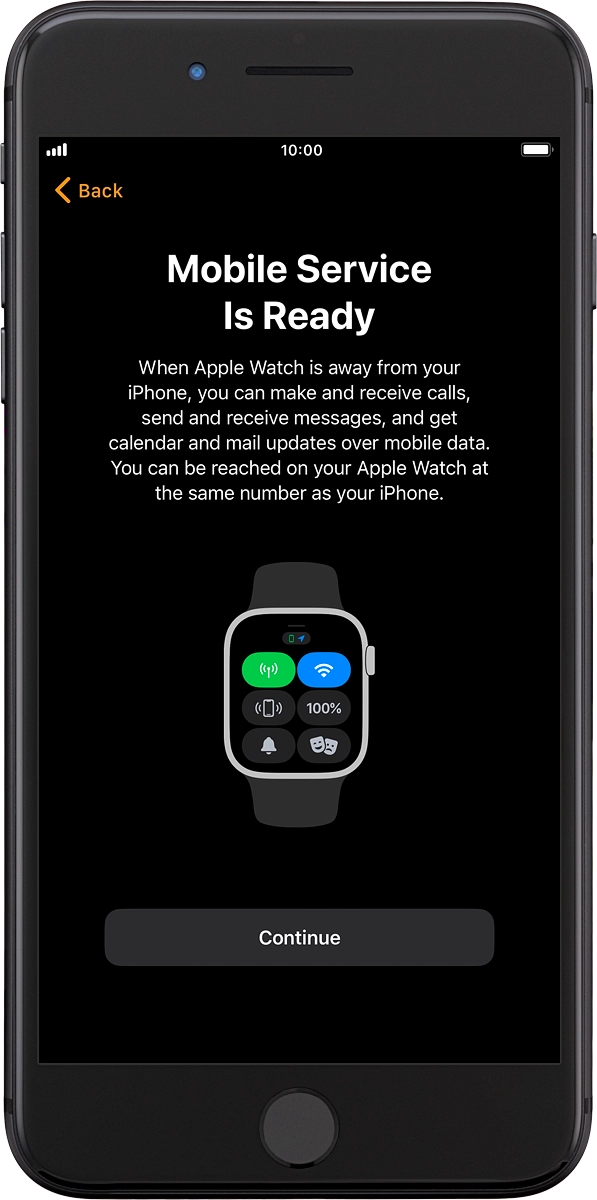 On your phone: If you've bought your Apple Watch from Vodafone, you already have a OneNumber Connectivity price plan and this screen should be displayed.