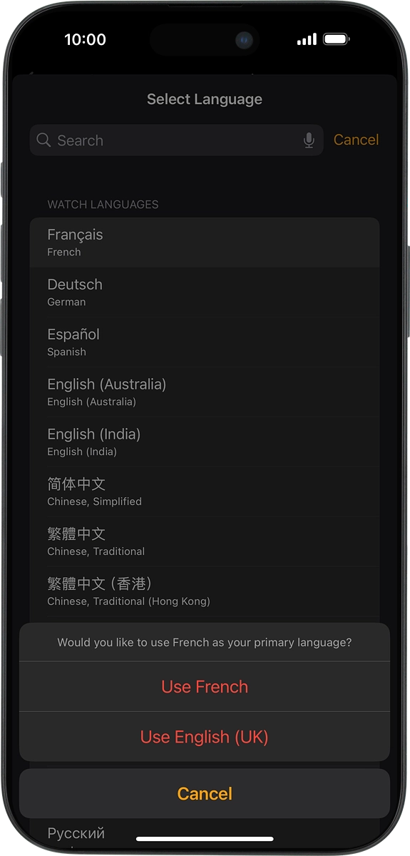 On your phone: Press Use ‹language›.