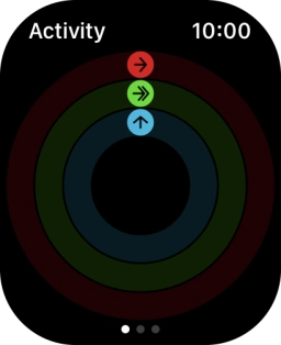 The screen will tell you how far you are from completing your daily activity goals. When the coloured rings are closed, you've reached the goals of your daily activity.