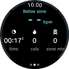 Press the screen to change between viewing various data for the ongoing activity.