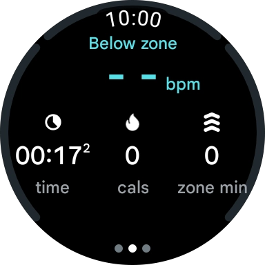 Press the screen to change between viewing various data for the ongoing activity.