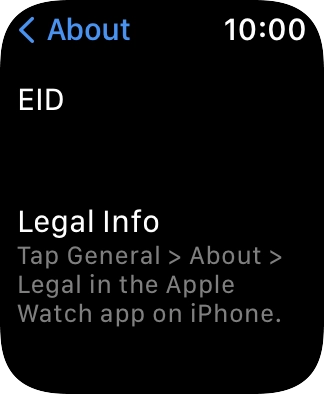 Your Apple Watch EID number is displayed below EID.