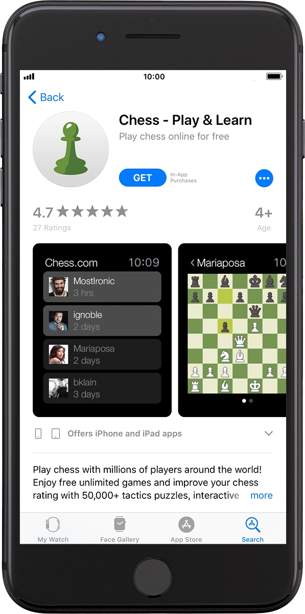 On your phone: Press GET and follow the instructions on the screen to install the app.