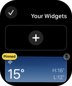 Press the pin widget icon on the required widget to pin it to the top of the stack.