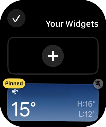 Press the pin widget icon on the required widget to pin it to the top of the stack.