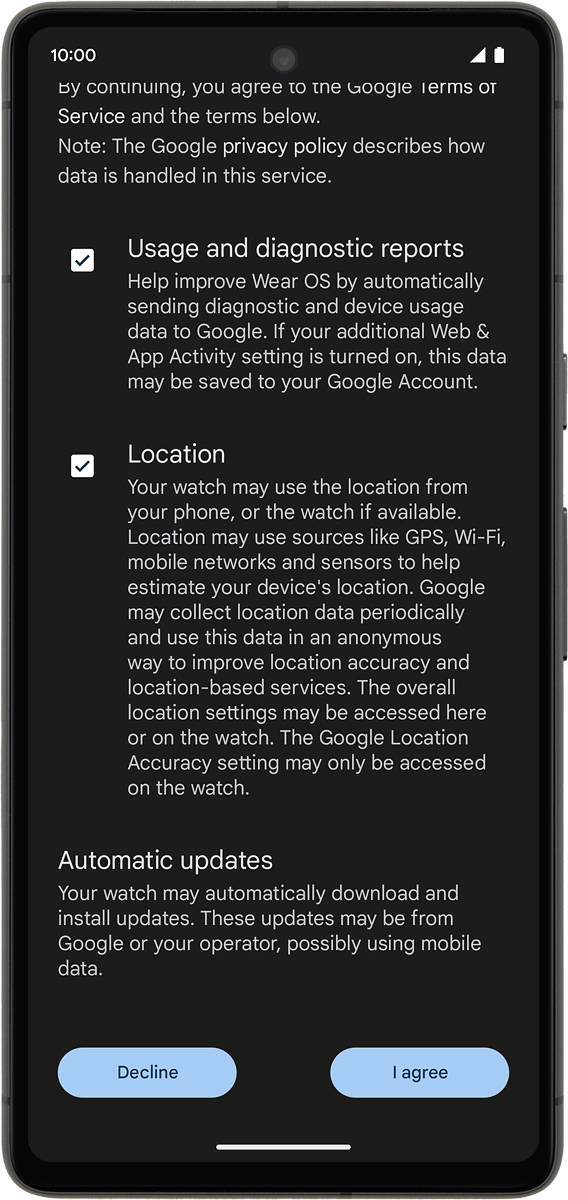 On your phone: Press I agree.