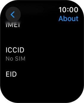 Your Apple Watch EID number is displayed below EID.