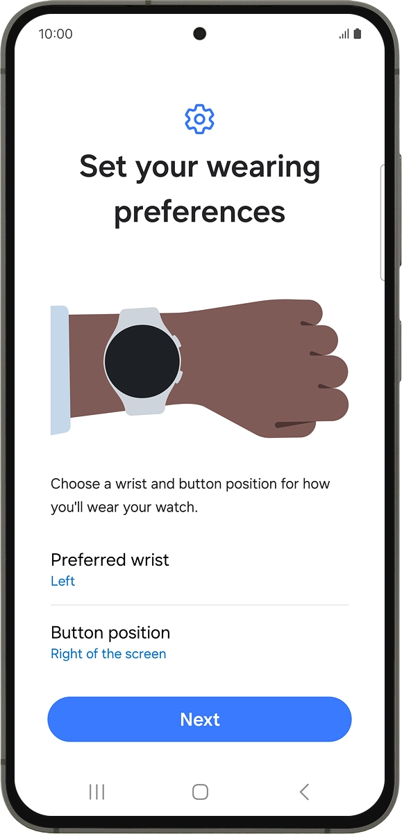 On your phone: Follow the instructions on the screen to select the required settings and press Next.