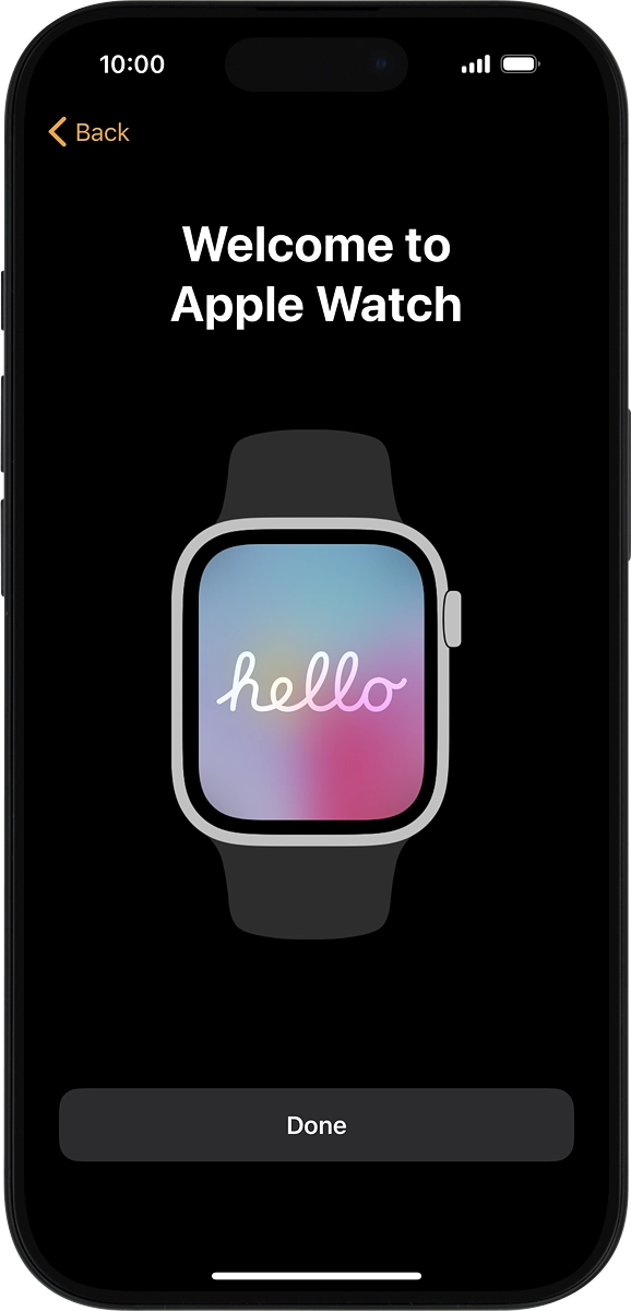On your phone: Wait a moment while the activation of your Apple Watch is completed and press Done.