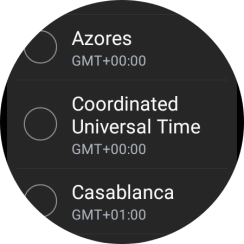 Press the required time zone. Press the required time zone.